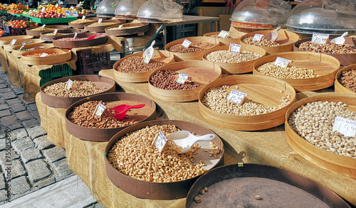 Dried  nuts on street food market