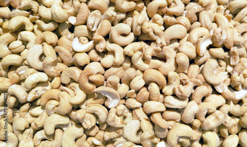 Cashew nuts as food background