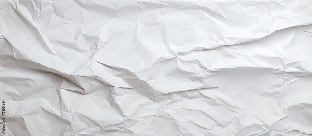 A close up of a crumpled white paper sleeve with a grey wood twig pattern, resembling fur textures. The linens flooring adds a soft touch to the overall design A close up of a crumpled white paper sleeve with a grey wood twig pattern, resembling fur textures. The linens flooring adds a soft touch to the overall design