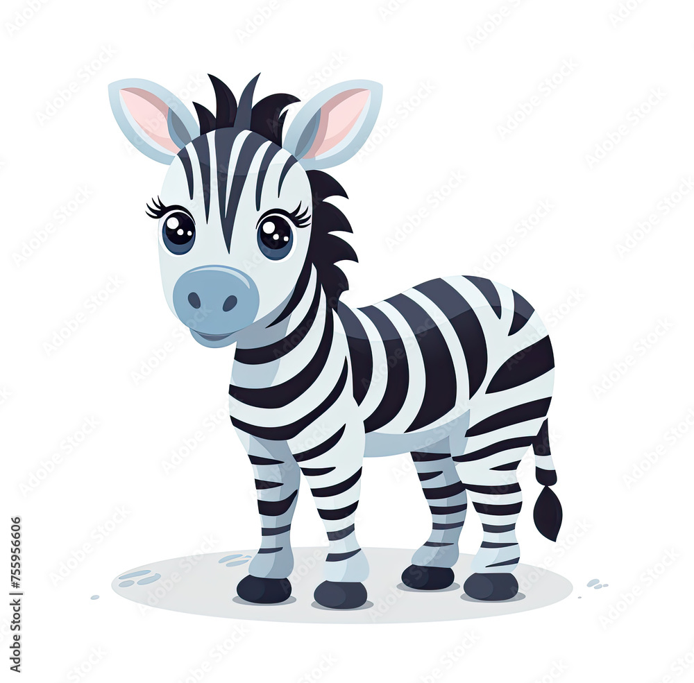 Cute cartoon baby zebra posing isolated on white background Stock ...