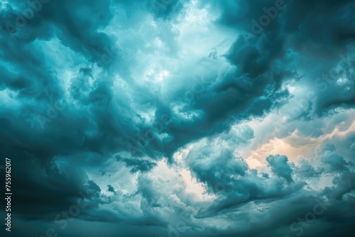 A large cloud filled with lots of dark blue clouds. Suitable for weather and nature concepts.