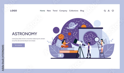 Characters engage with celestial exploration using a telescope and star charts