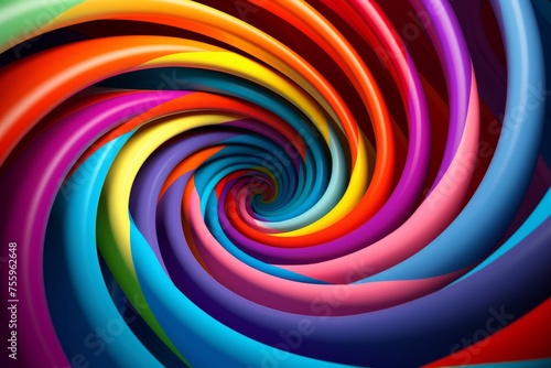 A 3D animation of a hypnotic spiral of colors and shapes in perpetual  mesmerizing motion
