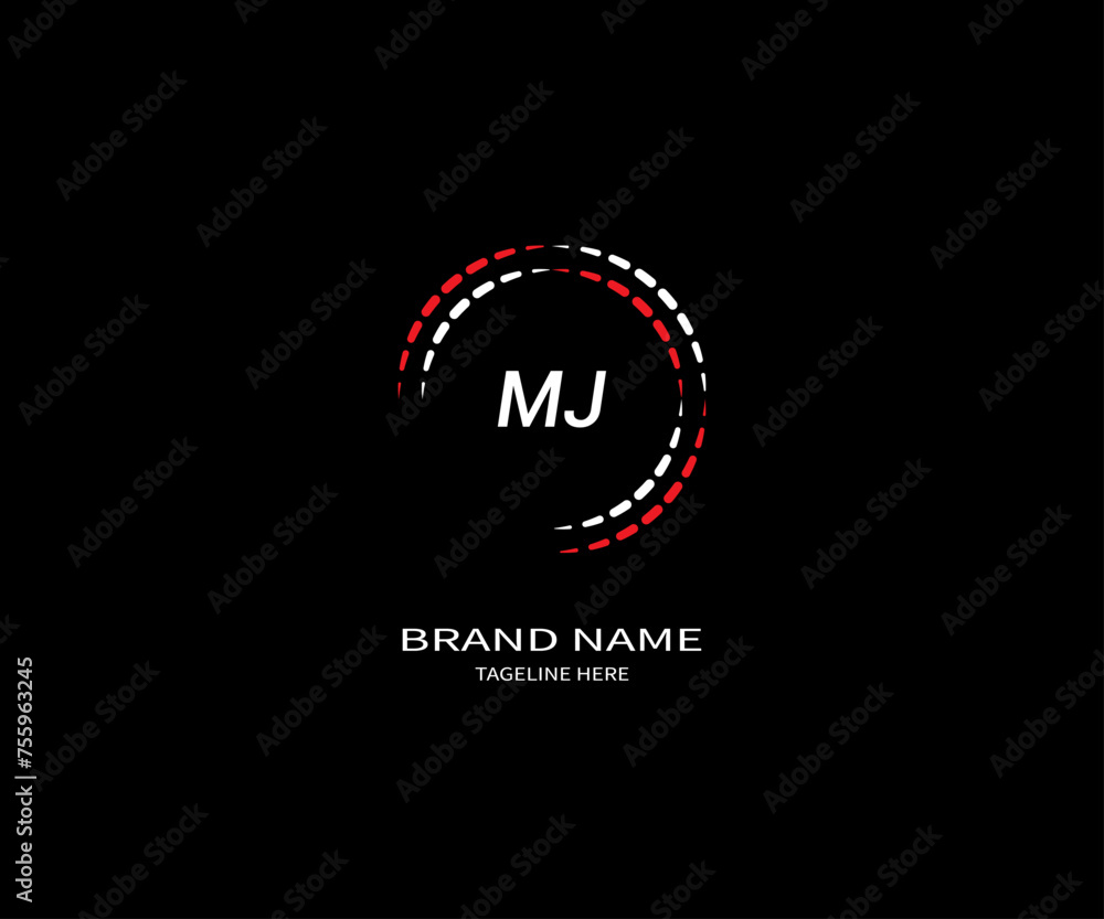 MJ LETTER LOGO Design ONE BLACK BACKGROUND MJ LETTER LOGO Design ONE BLACK BACKGROUND