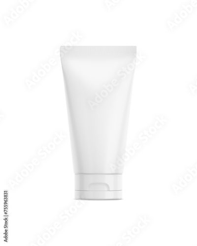 An image of White Plastic Cosmetic Tube a isolated on a white background