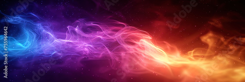 Vibrant colors blend with swirling smoke in a dynamic background
