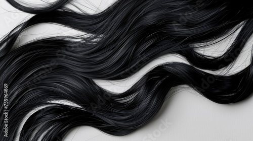Detailed view of long black hair, perfect for beauty or haircare concepts. © Fotograf