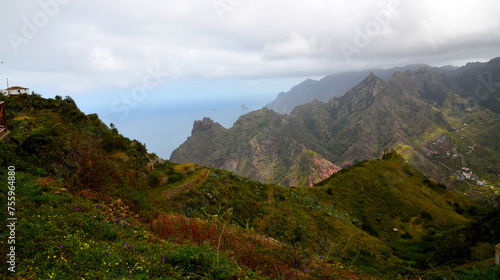 Anaga mountains and ocean view from Taborno, Tenerife,Canary Islands,Spain.Travel or vacation concept.Selective focus.  photo