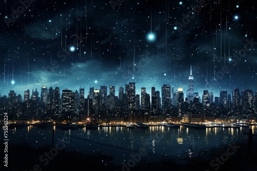 A dark night with a mesmerizing display of city lights
