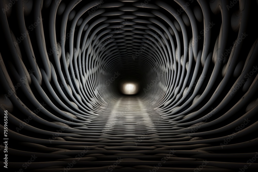 A dynamic shot of a hypnotic 3D tunnel drawing viewers into its mesmerizing depths A dynamic shot of a hypnotic 3D tunnel drawing viewers into its mesmerizing depths