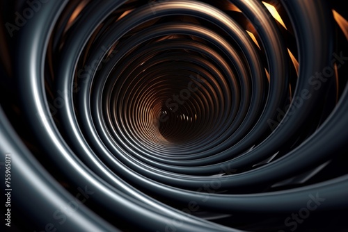 A dynamic shot of a hypnotic 3D tunnel twisting and turning endlessly in a mesmerizing way with captivating motion