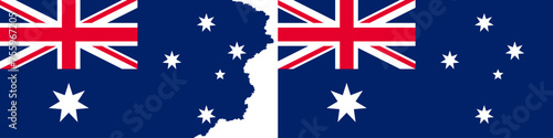 Australian flags vector. Standard flag and with torn edges