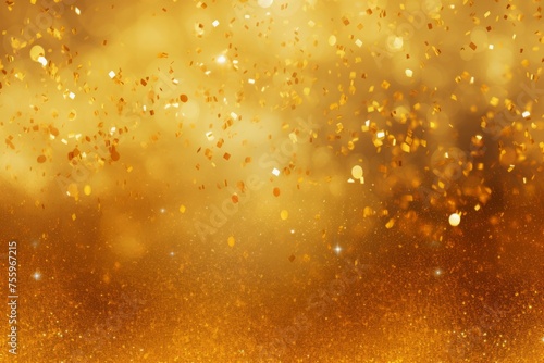 A gold background with sparkling gold dust © KerXing