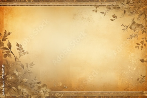A gold background with vintage golden borders
