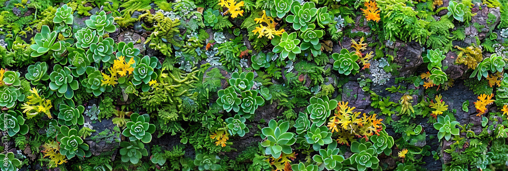 Abundance of green plants completely covering a wall Abundance of green plants completely covering a wall