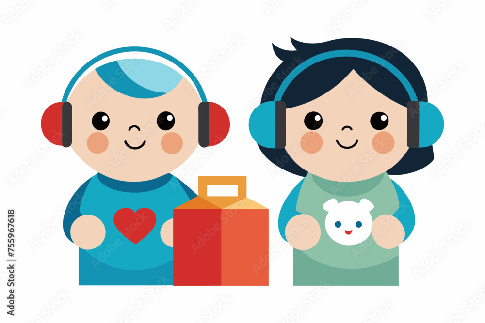 best baby couple carton and headphone artwork best baby couple carton and headphone artwork