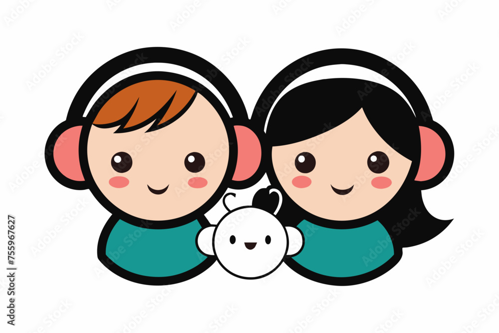 best baby couple carton and headphone artwork best baby couple carton and headphone artwork