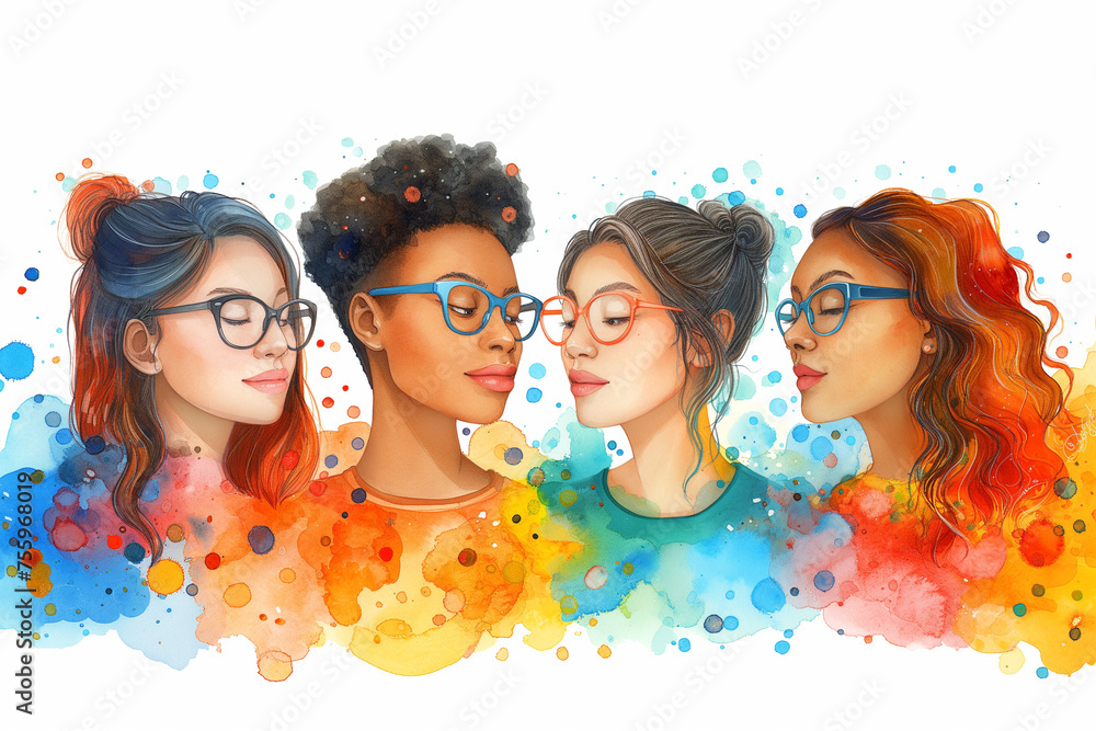 Captivating image showcasing diverse individuals united by creativity, their faces illuminated by colorful idea bulbs, symbolizing teamwork, innovation, and a spectrum of insights
