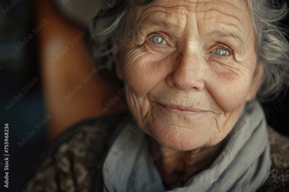 A portrait of an older woman wearing a scarf, suitable for lifestyle or fashion concepts. A portrait of an older woman wearing a scarf, suitable for lifestyle or fashion concepts.