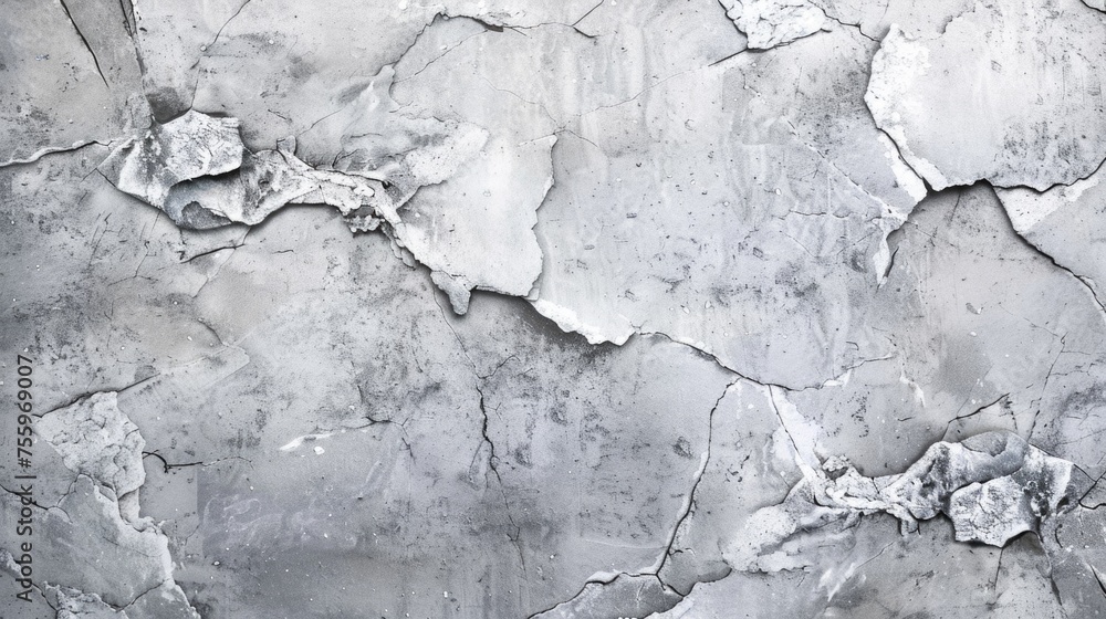 Fototapeta premium A black and white image of a cracked wall texture. Perfect for backgrounds or design projects.