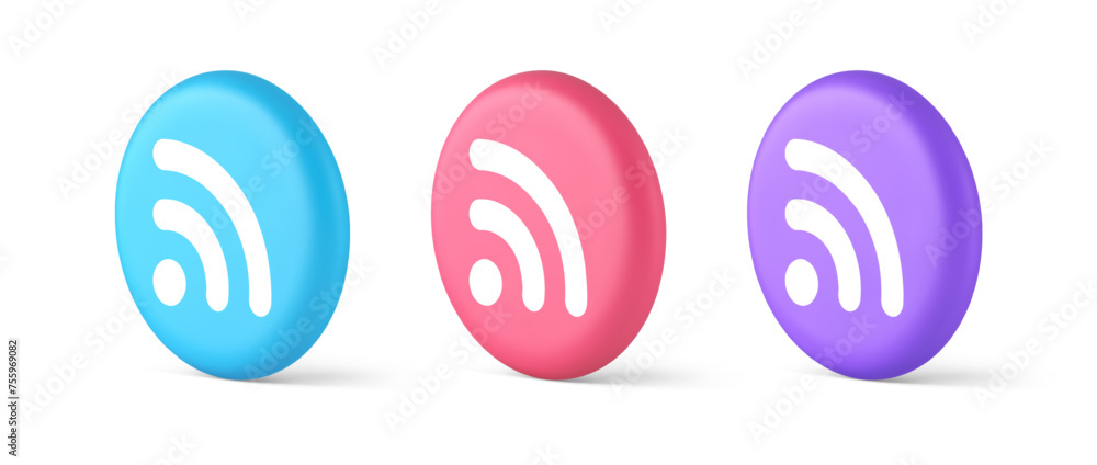 Wifi available access button wireless internet connection signal 3d realistic isometric circle icon Wifi available access button wireless internet connection signal 3d realistic isometric circle icon