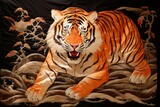 Hand painted tiger zodiac sign on silk