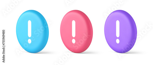 Exclamation mark keyboard button important attention point cyberspace communication 3d circle icon