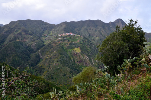 Beautiful view from Taborno mountain village,Anaga, Tenerife,Canary Islands,Spain.Travel or vacation concept.Selective focus.  photo