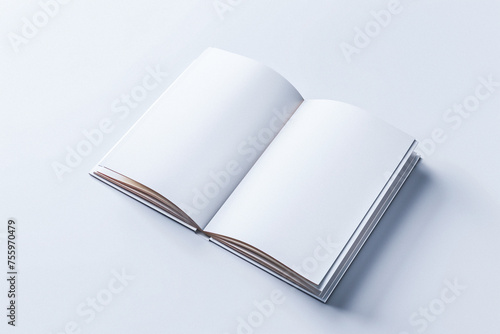 Open Blank Book on White Background