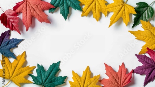Autumn colorful leaves background with text space used for Thanksgiving  holiday decoration illustration. Generative AI