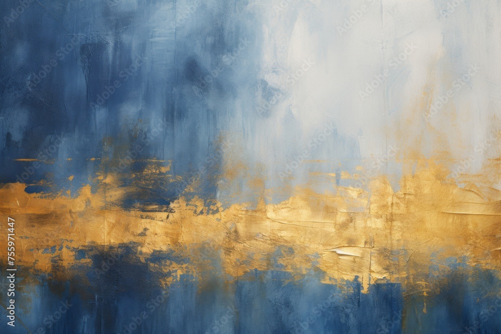 A striking blue and gold background with artistic flair