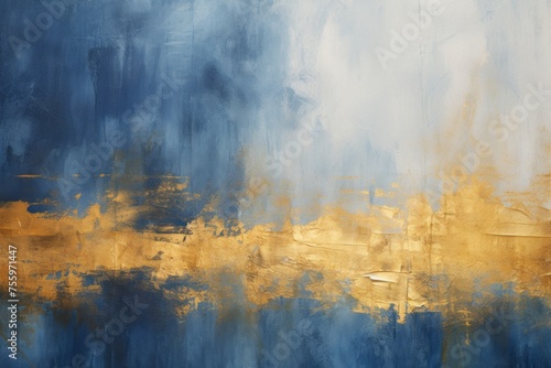 A striking blue and gold background with artistic flair