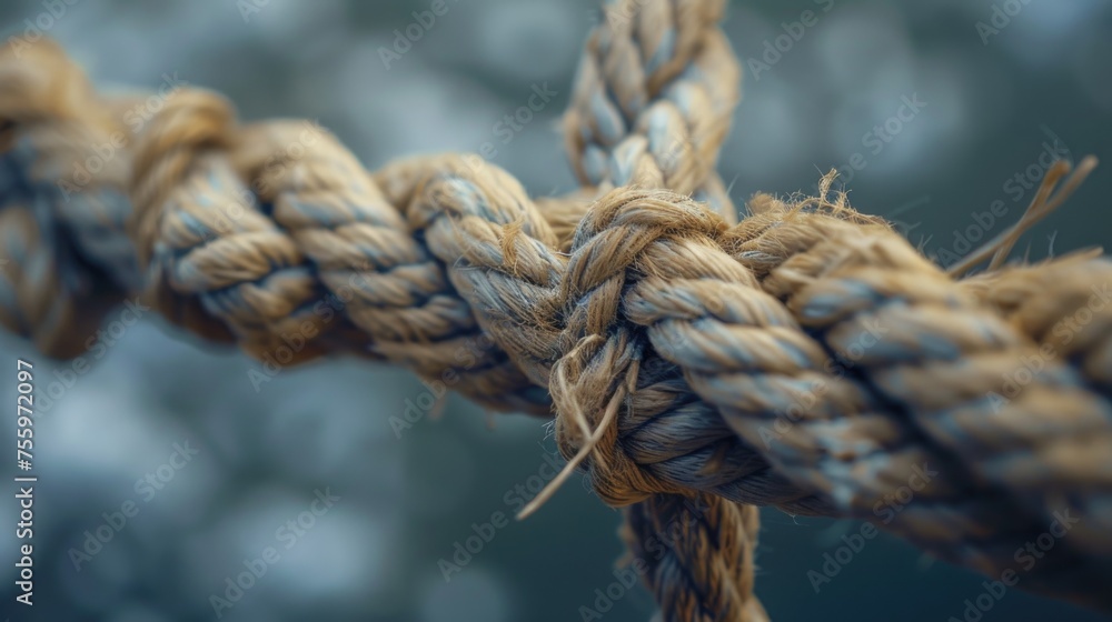 Detailed close up of a rope knot, perfect for various DIY and craft projects.