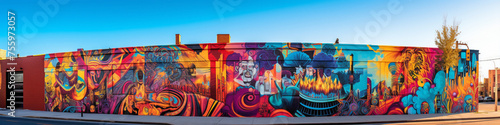 Witness the transformation of a city wall into a canvas of vibrant colors and intricate designs with a street art mural.