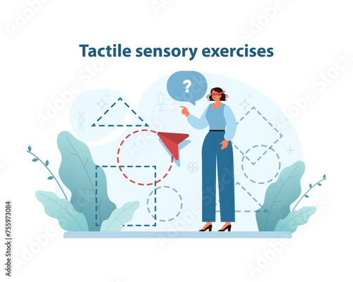 Tactile sensory exercises. Engaging illustration of sensory development.
