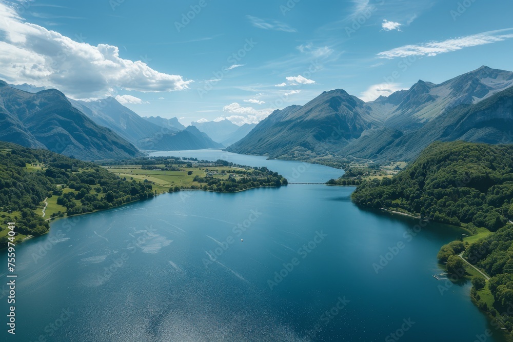 Majestic Mountains and Serene Lake Landscape View.