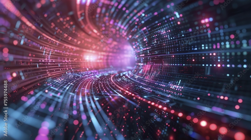 A conceptual scene of quantum algorithms enabling AI to navigate through the vastness of space exploration, neon tone A conceptual scene of quantum algorithms enabling AI to navigate through the vastness of space exploration, neon tone