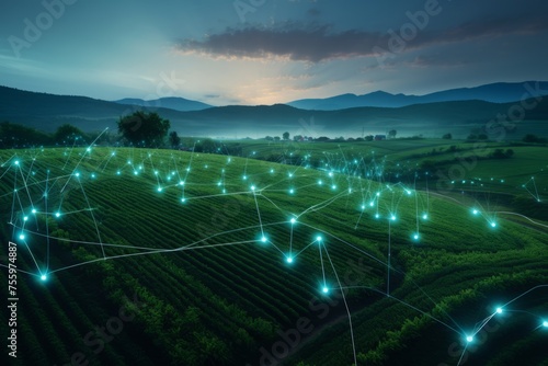 A connected agricultural operation with precision farming technology © KerXing