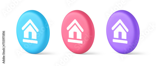 Homepage main page cyberspace address button web interface menu emblem 3d isometric circle icon