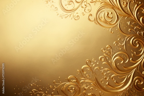 A gold background with ornate golden patterns