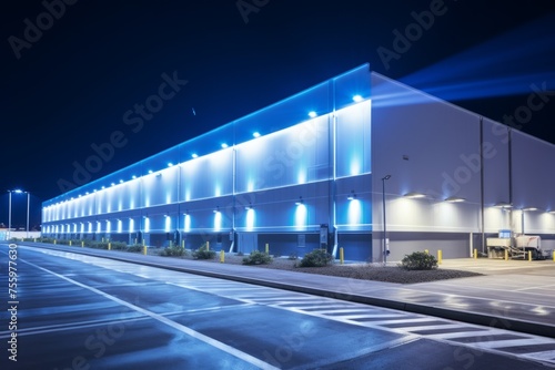 An energy-efficient warehouse illuminated with LED lighting