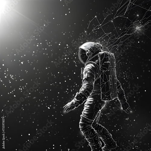 Astronaut in outer space. Science fiction. 3D rendering 