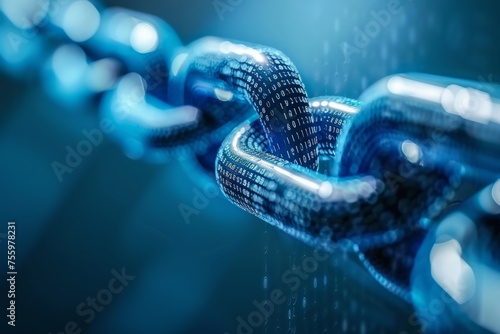  digital chain composed of binary code and numbers representing blockchain technology Generative AI