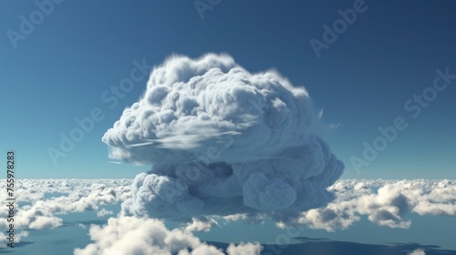 Serene Elevation: A Majestic Cloud Amidst the Tranquil Sky photo