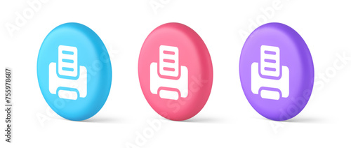Printer machine device for paper document print button ink printout technology 3d circle icon