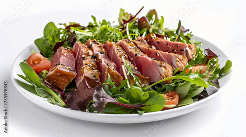 Delicious Plate of Seared Ahi Salad Isolated