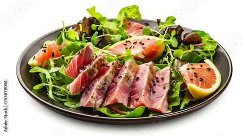 Delicious Plate of Seared Ahi Salad Isolated