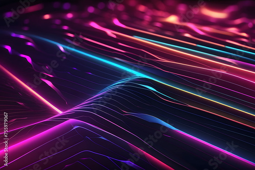 Colourful neon laser lines on an abstract futuristic background design.