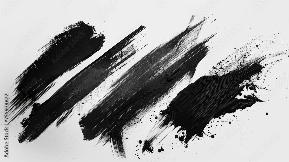 Monochromatic image of artistic paint strokes, suitable for various design projects. - obrazy, fototapety, plakaty 