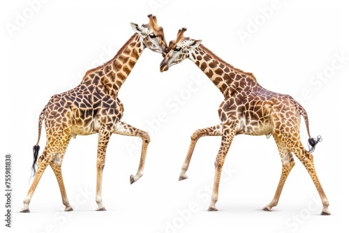 A pair of giraffes standing side by side. Perfect for wildlife or nature-themed designs.